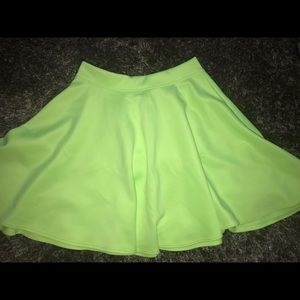 Neon green mini skirt